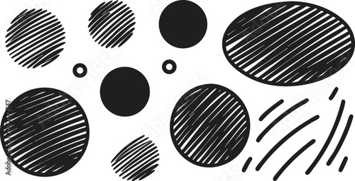 Black and white animal print pattern with a round cat vector design element