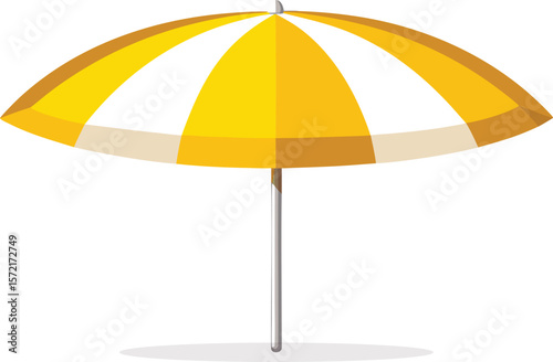 Colorful beach umbrella offering summer sun protection on a sandy vacation by the sea vector illustration