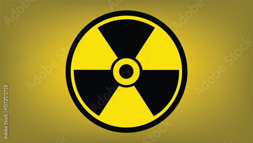 A bright yellow and black atomic radiation warning symbol signifies danger and caution on a clean white background Victor file