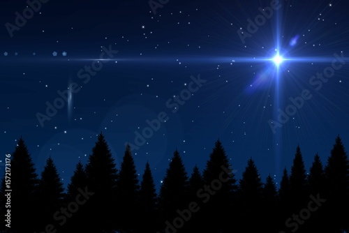 Digitally generated Bright star in night sky