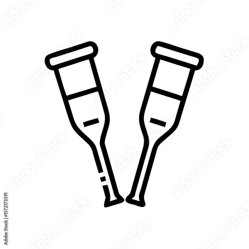 Crutches icon in minimalist design on a white background  