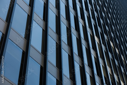 Close-up of glass office building