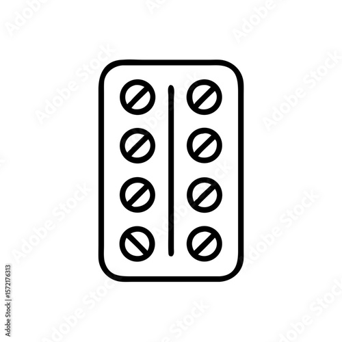Pill organizer with compartments for medication management icon  