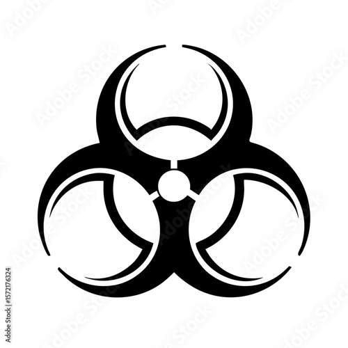 Biohazard symbol in black on white background representing danger  