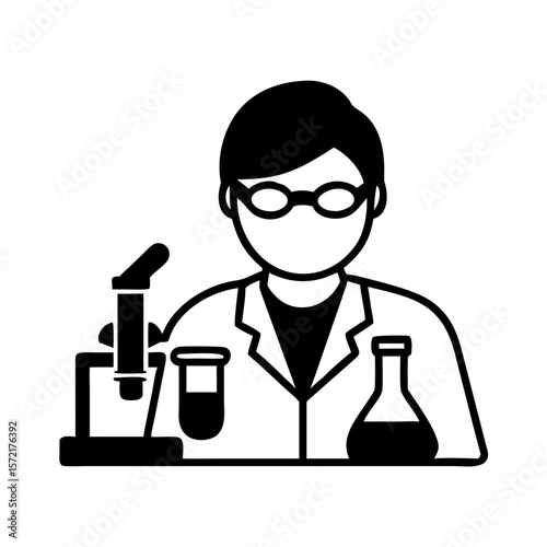Scientist working with laboratory equipment and conducting research  