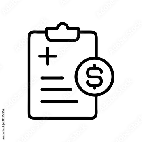 Medical billing clipboard with dollar sign icon  