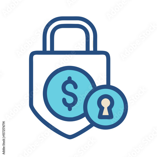 Stylized shield icon with dollar symbol and keyhole