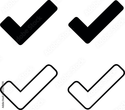 Checkmark icon vector set for ui design or graphic design needs and confirmation symbol with different styles