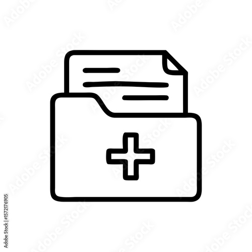 Medical report folder with documents inside, concept of icon  