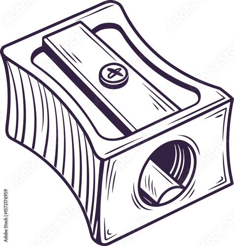 Black Pencil Sharpener Isolated on White Background – Stationery Tool