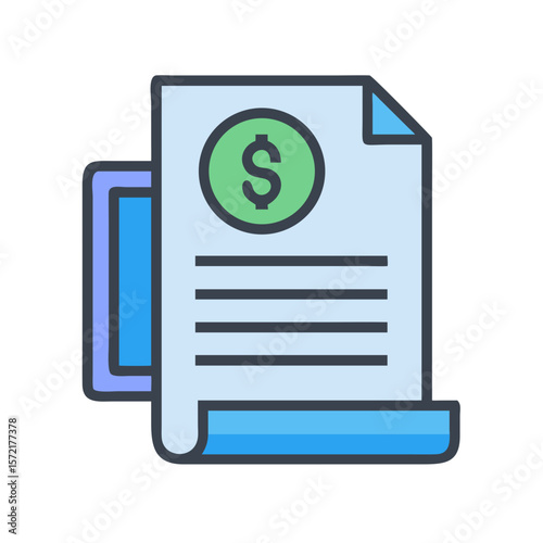 Financial document icon illustrating finance and economic stability