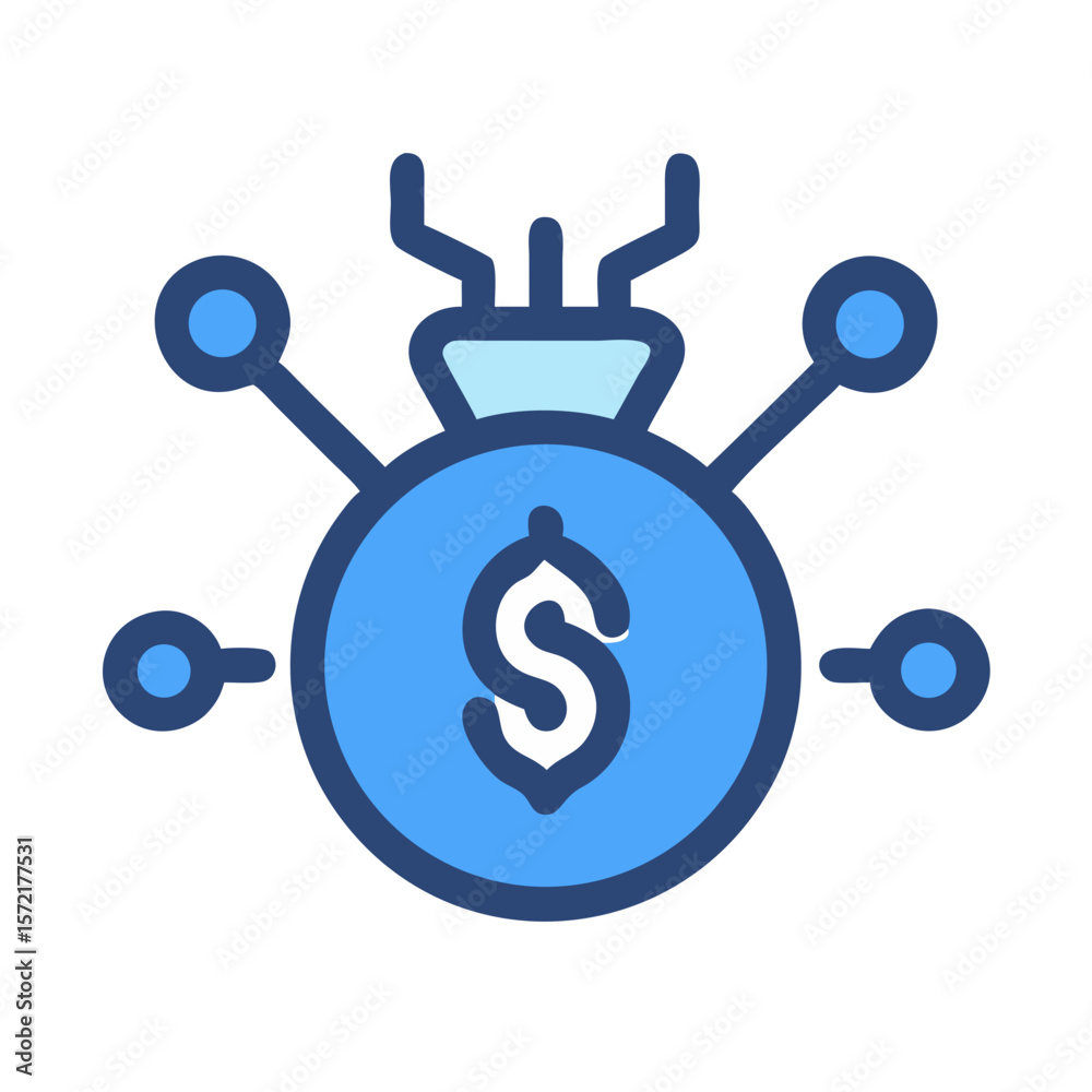 Digital money bag icon representing modern financial technology Digital money bag icon representing modern financial technology