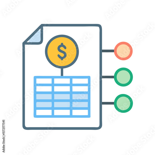 Financial report illustration showing revenue streams and cost categories