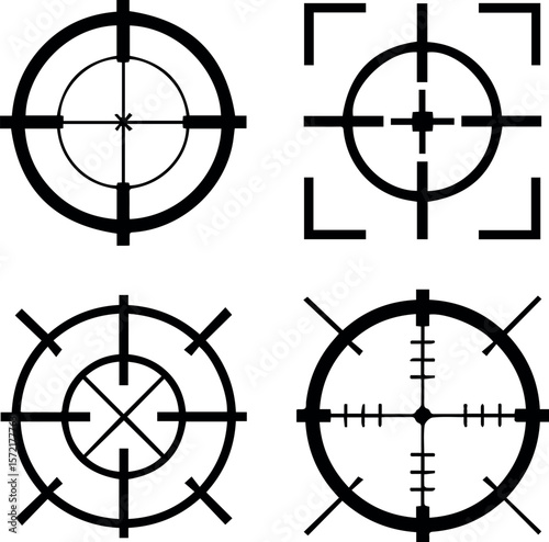 Vector target set aiming scope sight focus crosshair precision marksmanship sniper bullseye design mm