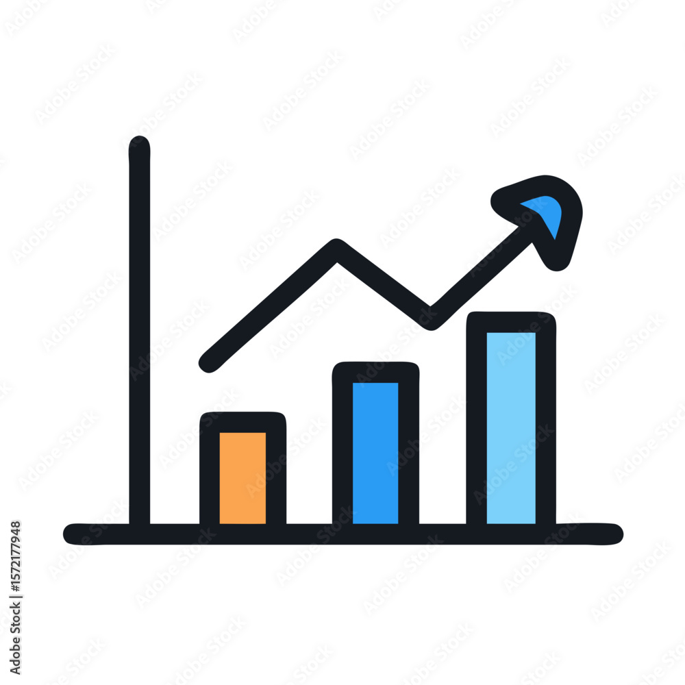 Rising bar graph trend showing upward financial growth vector Rising bar graph trend showing upward financial growth vector