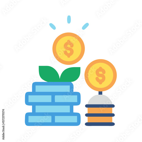 Growing financial investments and wealth concept graphic illustration