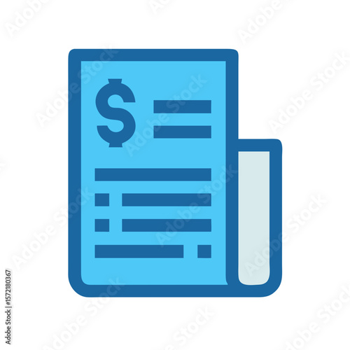Blue illustration icon of bill for expenses or payment
