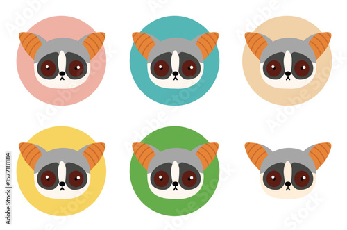 可愛いガラゴ（ショウガラゴ）のアイコンセット/Cute Galago (Bushbaby) Icon Set 