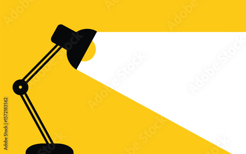 Desk lamp illustration black and yellow background study light vector graphic design bright idea concept