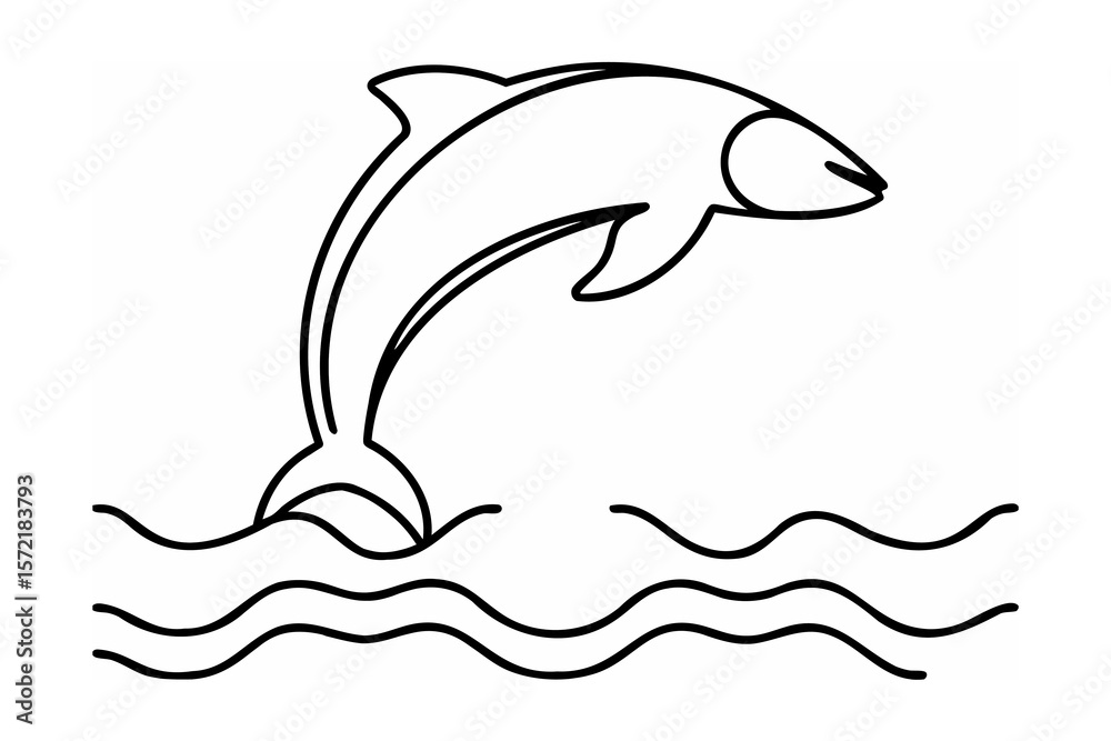 Obraz premium Dolphin leaping from wavy water jumping waves