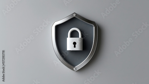 Cybersecurity Shield with Padlock Symbol Representing Data Protection and Digital Security

