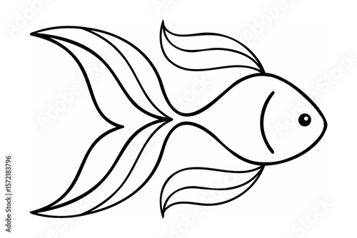 Flowing fins fish outline goldfish aquatic