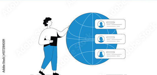 Global network connection concept illustration for social media and business communication use case