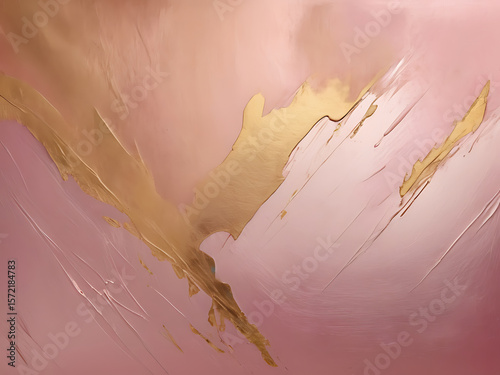 Elegant Pink and Gold Abstract Brush Strokes Texture Modern Background Design ai