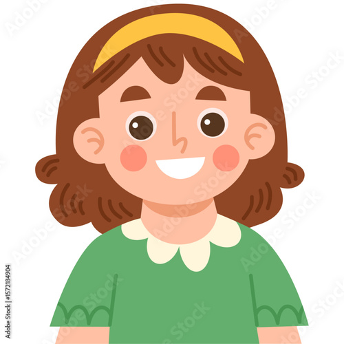 Illustration of a cheerful girl character with a yellow headband