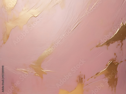 Elegant Pink and Gold Abstract Brush Strokes Texture Modern Background Design ai