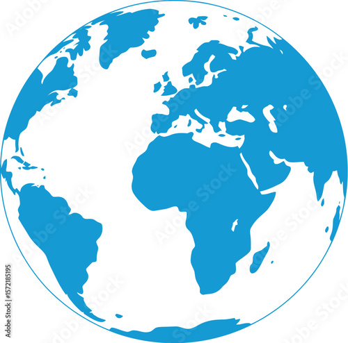 Globe earth world map geography continents countries oceans illustration vector global blue white 3d 
