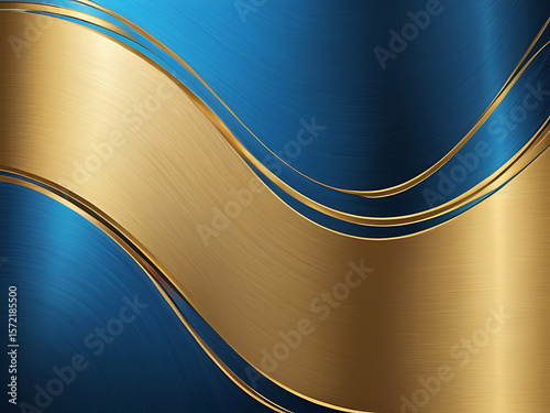 Luxury Blue and Gold Abstract Waves with Smooth Gradient Metallic Texture Background Design ai