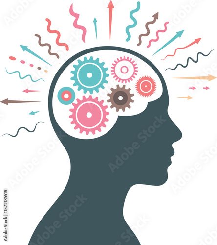 Brain power thinking gears ideas innovation creativity mind intelligence process concept knowledge 