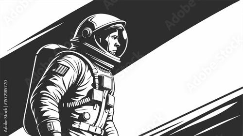 Masked alien in black suit with a futuristic robot helmet and gun, a sci-fi cartoon cyborg warrior illustration