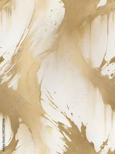 Golden Beige Abstract Flowing Brush Texture Background with Elegant Liquid Swirl Design ai