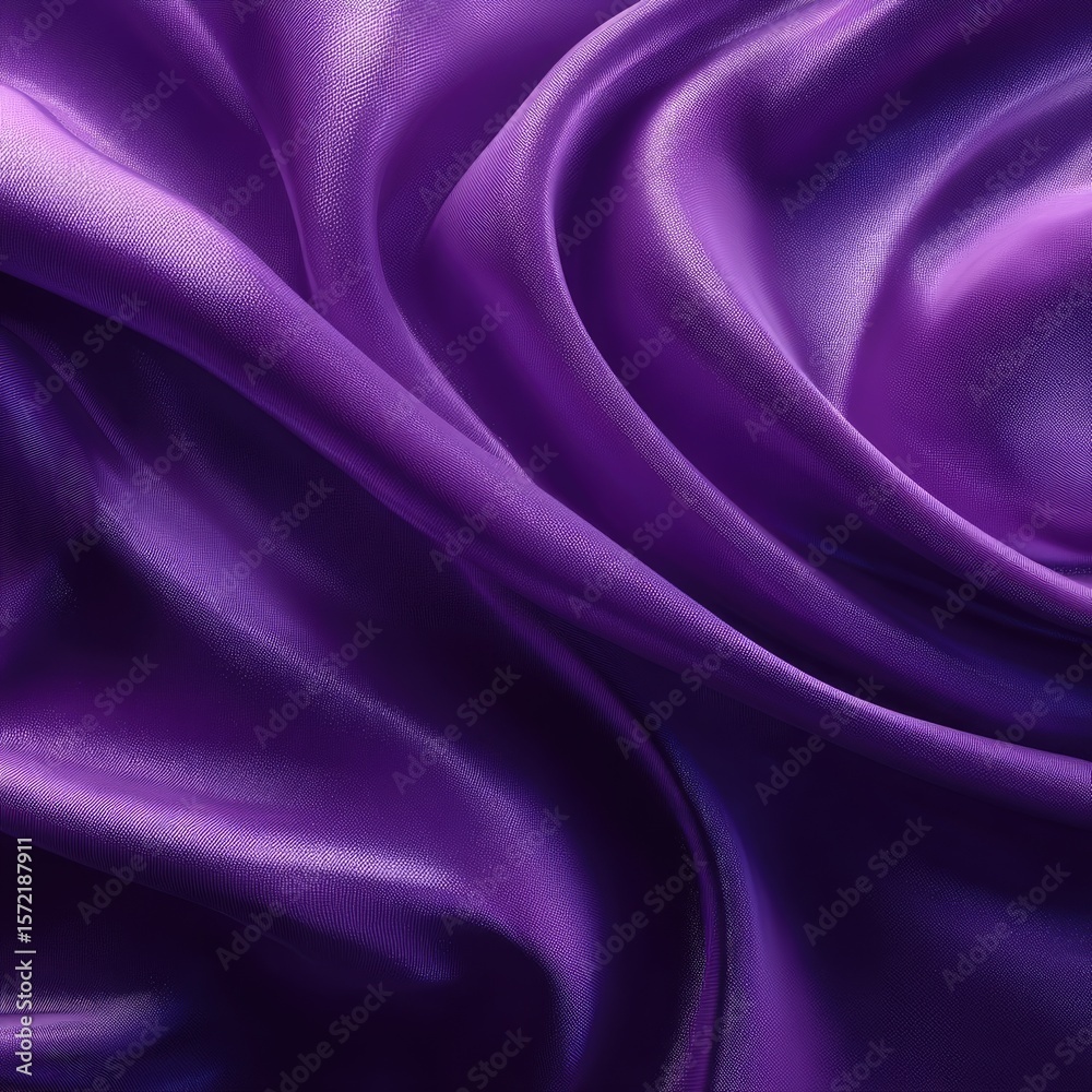 Fototapeta premium Close-up of deep purple silk fabric with flowing drapes