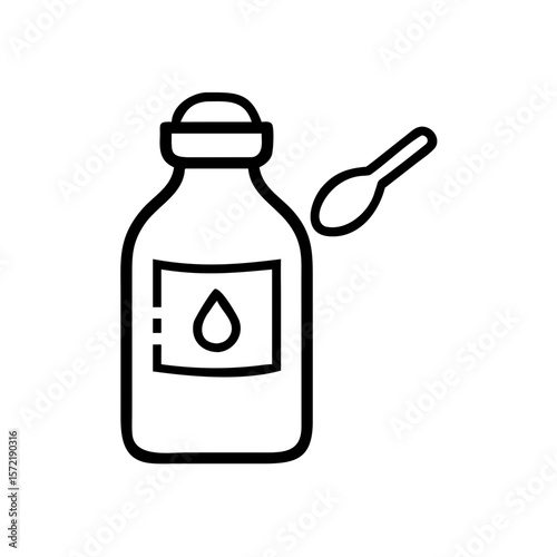 Syrup Bottle with Dosage Spoon Icon for Medical Treatment