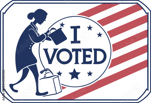 i voted badge. printable USA presidential election 2024 pin button. vote icon symbol with american flag color and star. transparent png and vector.us, politic, democracy, election, flag, 