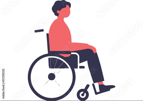 Illustration of person in wheelchair for accessibility inclusion and disability awareness campaign