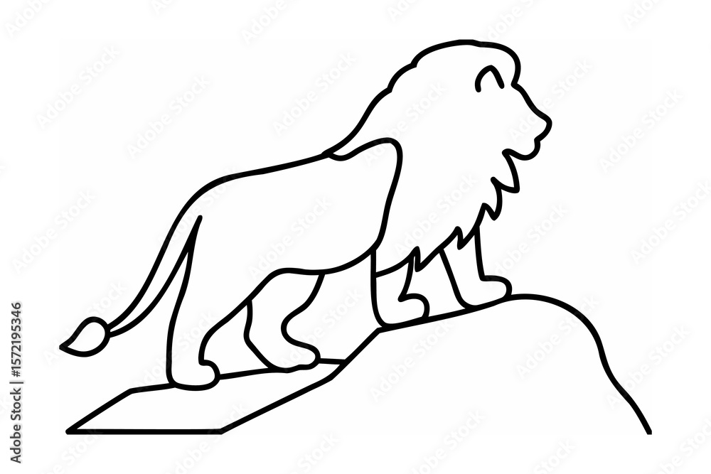 Fototapeta premium Majestic lion standing on rocky outcrop king of the jungle
