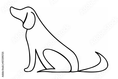 Elegant dog outline sitting patiently canine animal