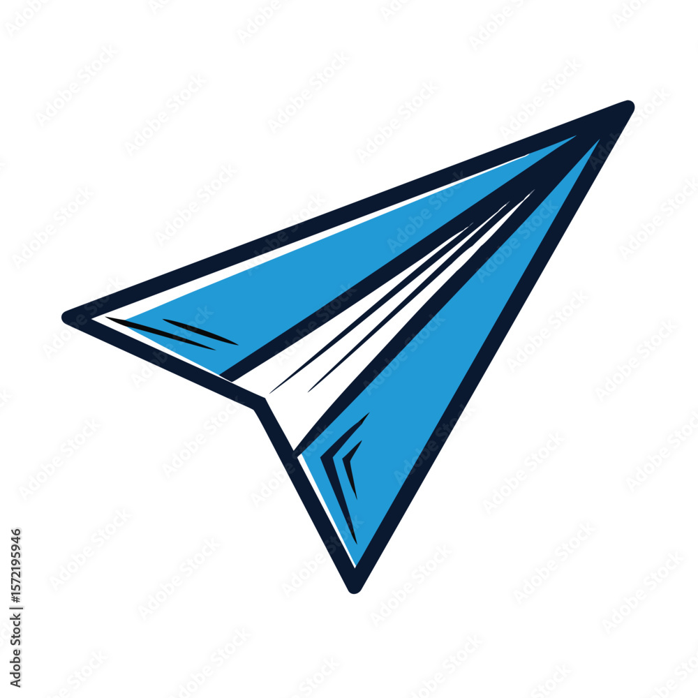 Naklejka premium A blue paper airplane symbolizes sending a message or email