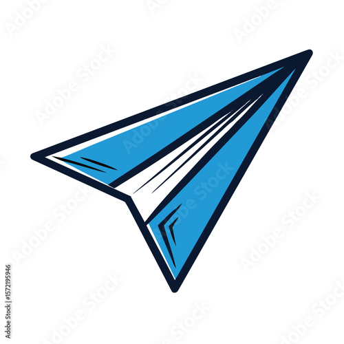 A blue paper airplane symbolizes sending a message or email