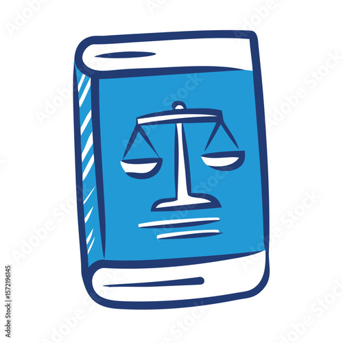 A law book with scales represents justice and legal knowledge