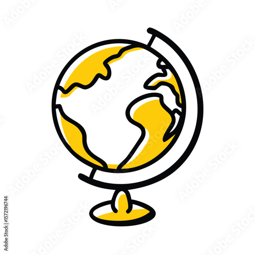 A globe represents the world, geography, and international travel