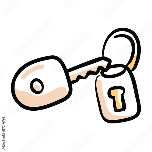 A key is unlocking a padlock, representing security and access