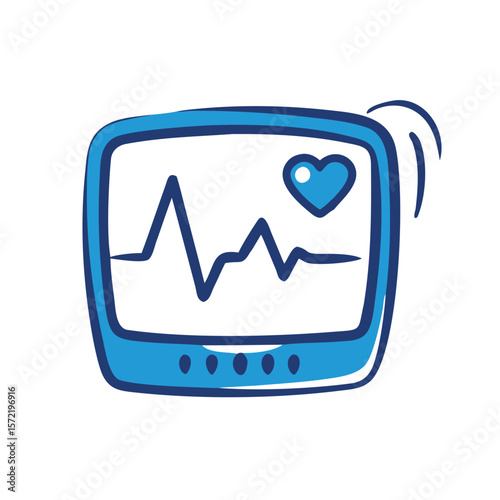 A heart rate monitor displays vital signs in a hospital