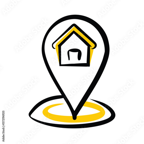 A location pin marks a house on the map