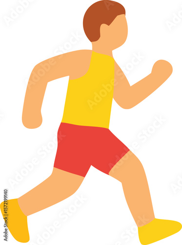 Energetic Runner in Bright Colors, Motion and Exercise Depicted.
