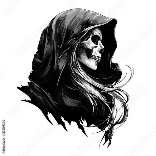 Female grimm reaper vector illustration
